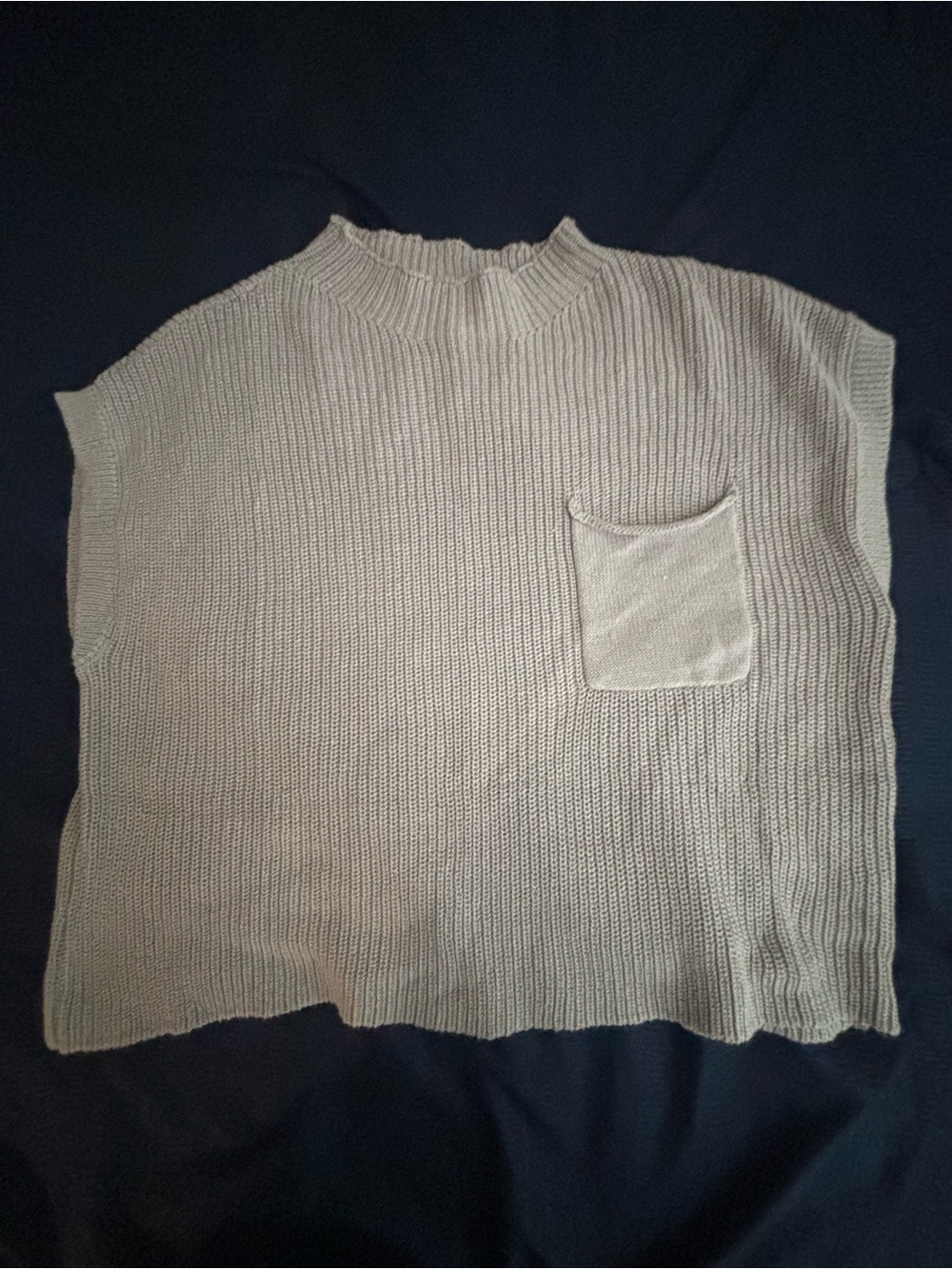 Light Beige Knit Pocket Sweater Top